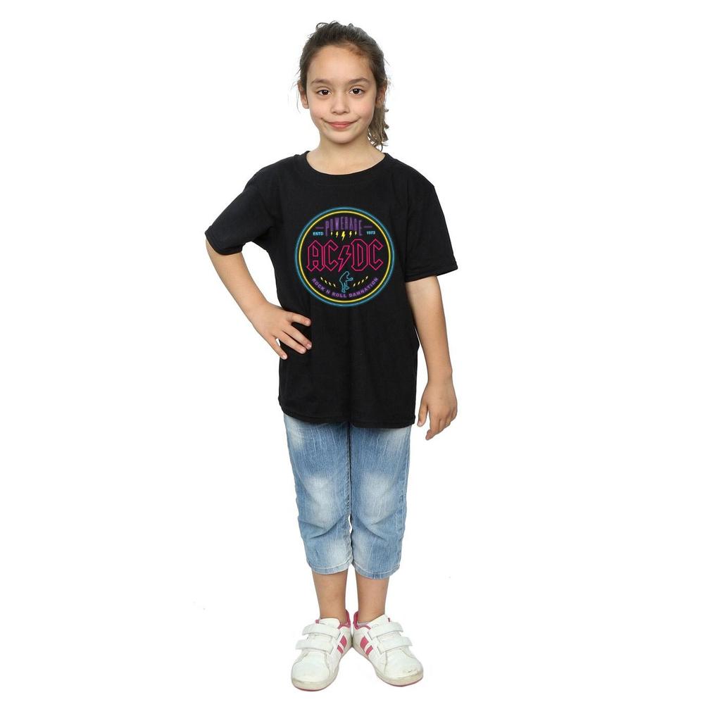 AC/DC Girls Circle Neon Cotton T-Shirt