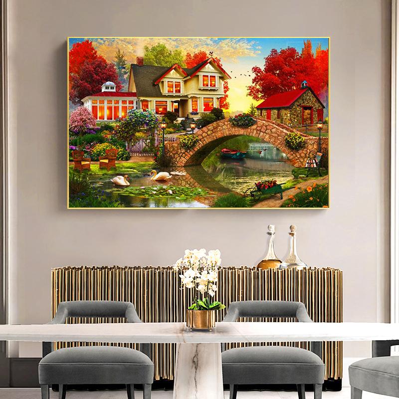 RUOPOTY Картина по номерам Дом Пейзаж Ручная роспись Уникальный подарок Раскраска по номерам Здание Для гостиной