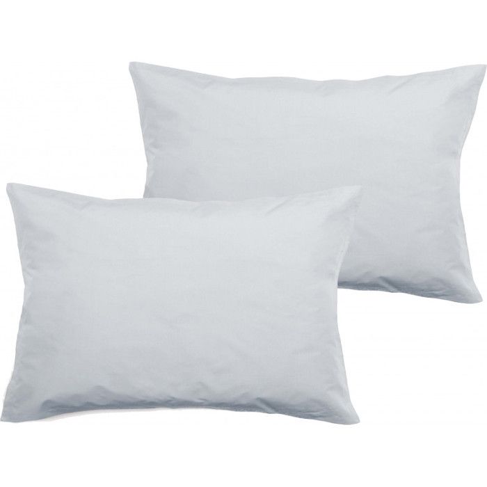 Lot de 2 taies d'oreiller percale pur coton peigné longues fibres 80 fils/cm² Vent du sud - 50x70 - Neige
