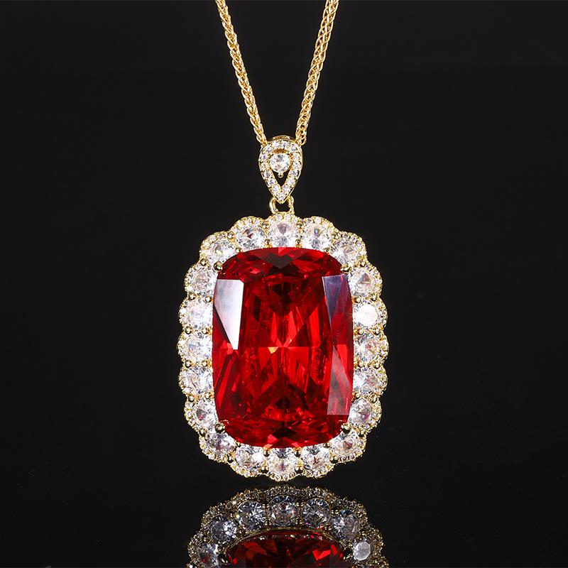 Ювелирные изделия Медное основание Позолоченная Имитация Цветной Сокровище Золотой Подвеска Ожерелье Камень 20 * 28