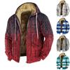 Men's Plaid Print Jacket Men's Spring And Autumn Casual Trend Zipper Hooded Jacket