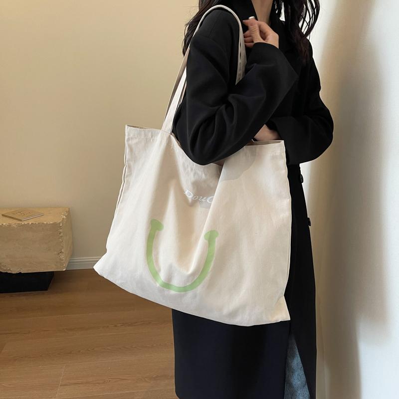 Сумка через плечо со смайлом, женская сумка, большая вместительная сумка для студенток