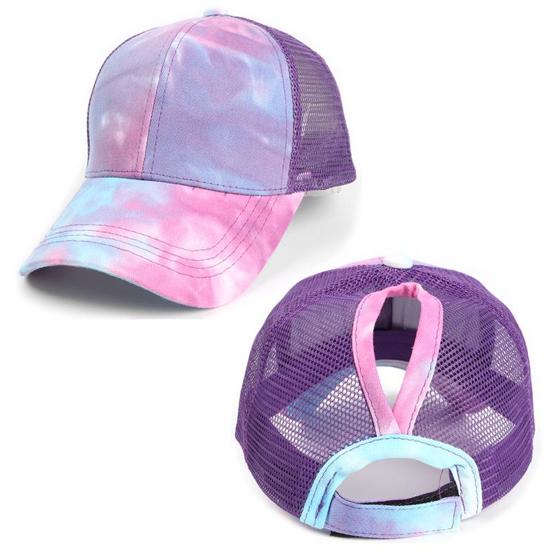 Унисекс бейсболка с tie-dye и сеткой для хвоста, защита от солнца для длинных волос