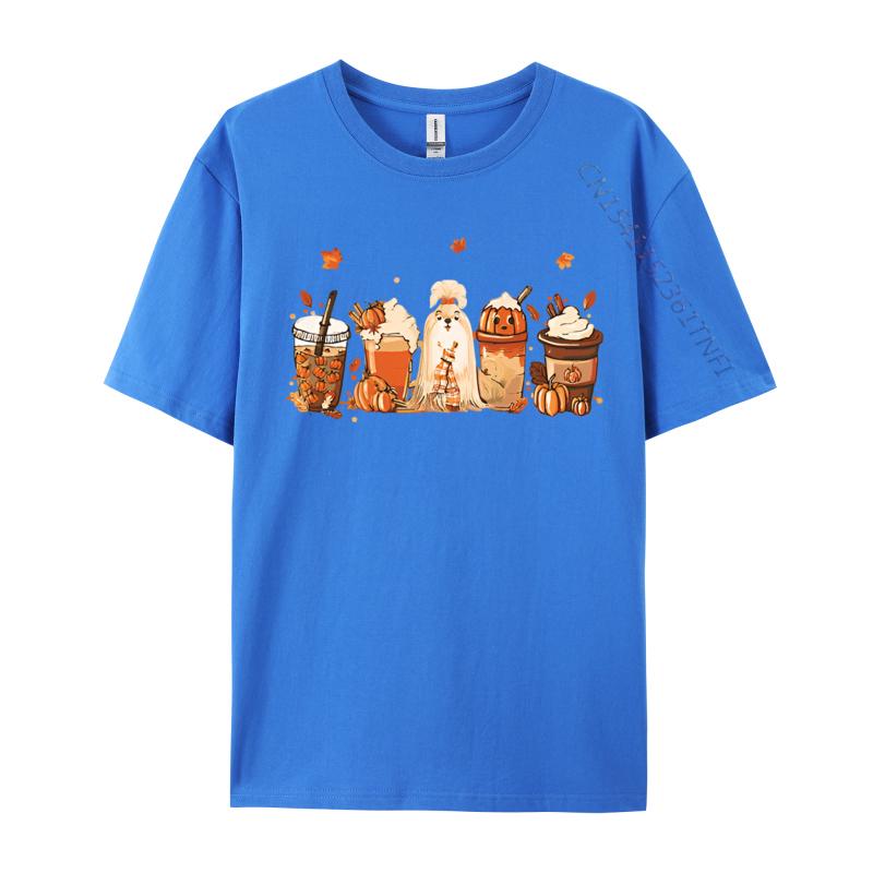 Casual T Shirt ShihTzu Dog Coffee Drink Pumpkin Special Tshirt Men Tee Shirts Soft Texture Man Clothing 3d Printed T Shirts