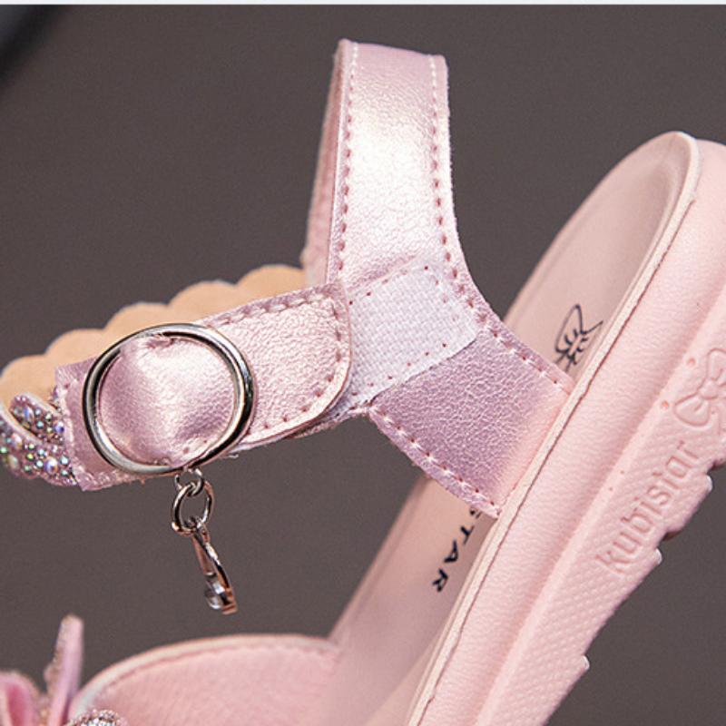 Новые детские сандалии для девочек с открытым носком, пляжная обувь для девочек с бантом, для девочек, для девочек, с мягкой подошвой