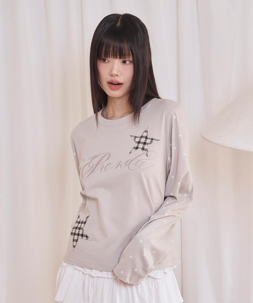PRENDA Check Star Dot Long Sleeve Gray