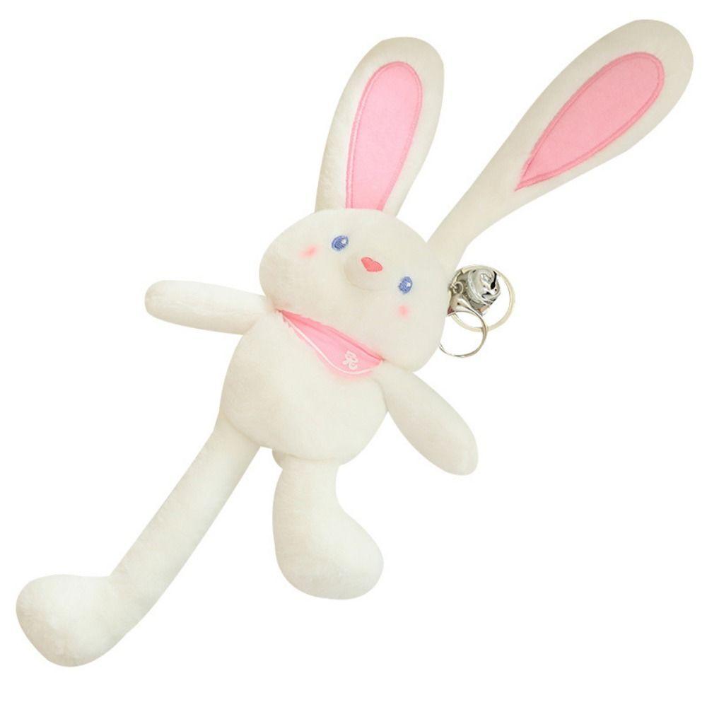Pull Handle Rabbit Bunny Plush Keychain Pulling Ears Rabbit Plush Doll Keyring  Jewelry Accessories