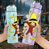1PC Yellow Hat Cartoon Monkey 750ml Color Plastic Water Bottle Leakproof Flip Straw Lid For Sports Office Home Use