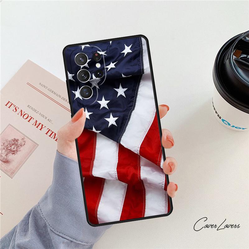 Чехол для телефона с флагом США Для Samsung Galaxy S24 S25 S23 S22 Ultra Note 10 20 Plus S20 S21 FE Чехол