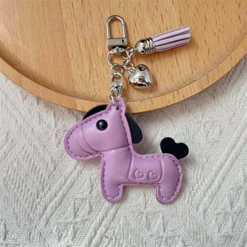 Tassel Horse Pendant Cartoon Zodiac Pony Bag Hanging Funny Horse Car Key Chain Year of The Horse