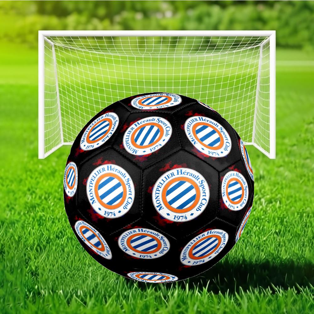 Montpellier Hérault Sc Crest Soccer Ball Size 5 Soccer Ball, Machine-stitched, Soft and Comfortable, Suitable for Training and Matches Fan Gift