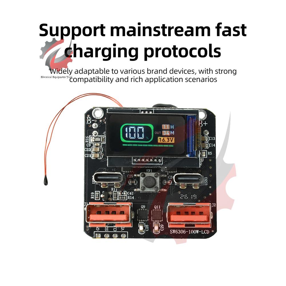 Модуль быстрой зарядки 4S PD 100 Вт с цветным экраном, двунаправленная материнская плата Power Bank для промышленной электроники