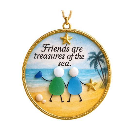 Friendship Sea Glass Decoration Handmade Acrylic Friendship Seaglass Art Hanging Ornament Home Office Holiday Party Decor