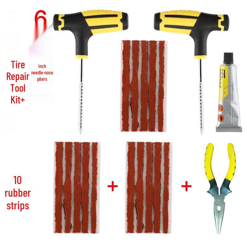 Набор для быстрого ремонта: Клей для вакуумной накачки шин автомобиля и мотоцикла и набор аварийных инструментов