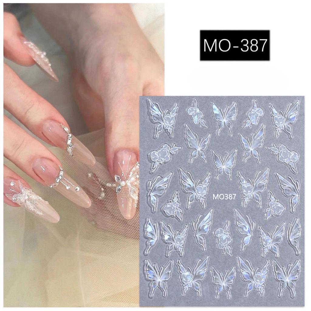 Watercolor Butterfly Nail Art Sticker Magic Stained Glass Light Butterfly Relief Three-dimensional Shell Light Butterfly Nail Applique Ornament