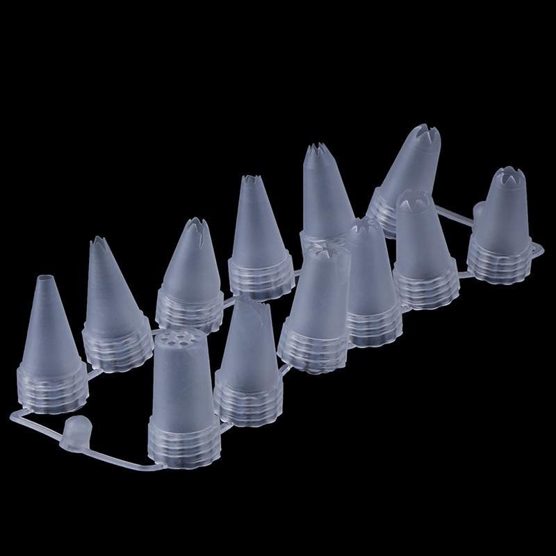 12Pcs/Set Plastic Icing Piping Cream Confectionery Nozzle Tips Cake Decor Tools
