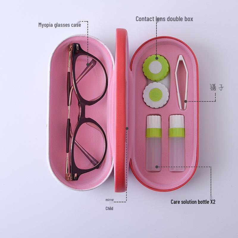 Handmade Chinese Style Double Layer Eyeglass and Contact Lens Case with Cute Digital Print