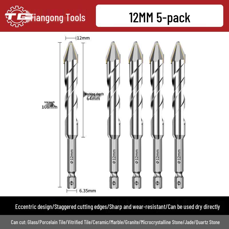 Eccentric Tile Drill Bit for Concrete, Cement, and Ceramic – Super Hard Alloy Triangle Impact.