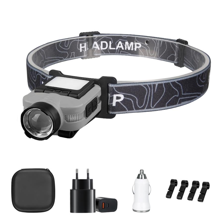 Mini Portable LED Induction Headlampt Built-in Battery Type-c Charging 5 Lighting Modes Ultra Bright Outdoor Hunting Flashlight