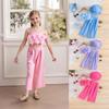 2025 Qizlar uchun gulli askar top + shimlar to'plami + shlyapa 3 qismli kostyum Elegant kichkintoy bolalar kiyimi