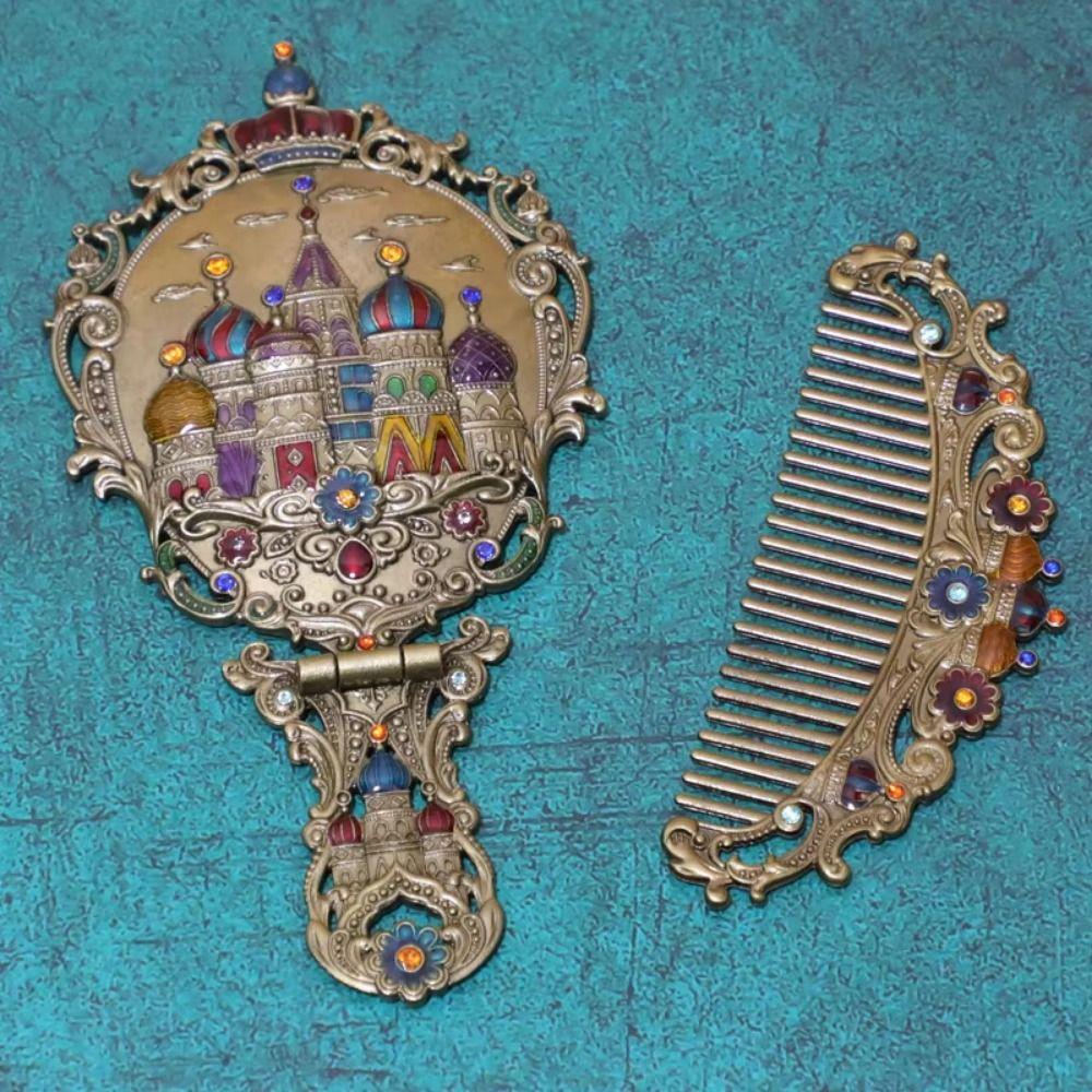 Складной ретро-гребень с рельефом, набор складных гребней, портативное складное косметическое зеркало, туалетный столик