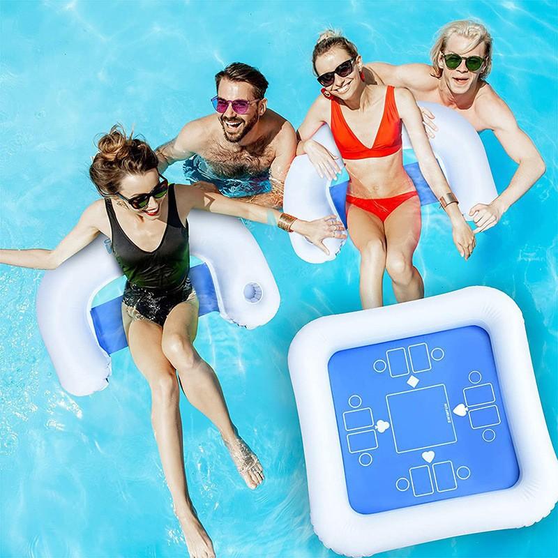 ПВХ Надувной Игровой Стол для Воды Бассейн U-образное Сиденье Водный Покерный Стол Игровой Мат Надувной Покерный Стол Игрушка