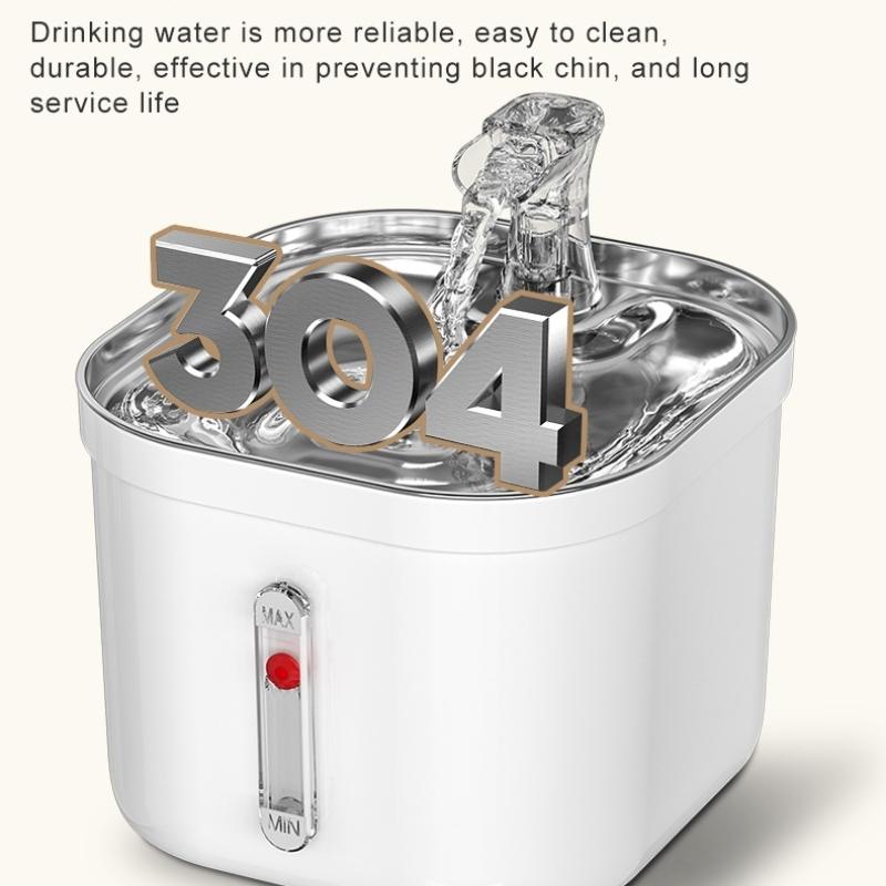 304 Нержавеющая сталь фонтан для кошек Автоматическая циркуляция миска для воды для домашних животных Емкость 2 л Диспенсер для воды для собак Кормушка для питья домашних животных