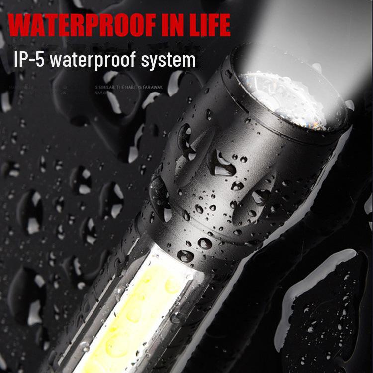 Rechargeable Mini Outdoor Flashlight: Super Bright, Telescopic Focus, Portable, Long-Range Lighting.