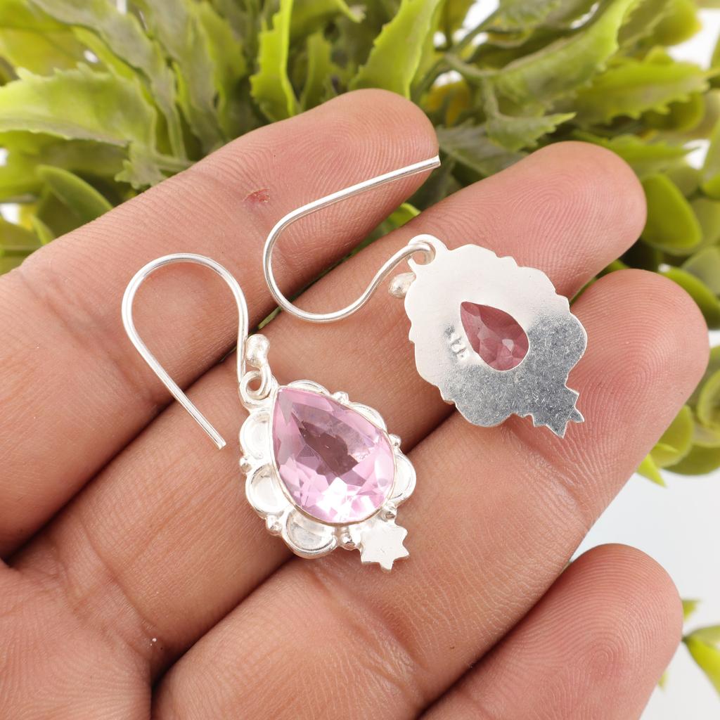 Серьги из морганита и серебра, Серьги из стерлингового серебра 925 пробы, Очаровательные серьги ручной работы для подарка, Серьги бохо с морганитом в подарок жене