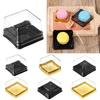 50pcs Plastic Square Moon Cake Boxes Egg-Yolk Puff Container Golden Packing Box Multi Size