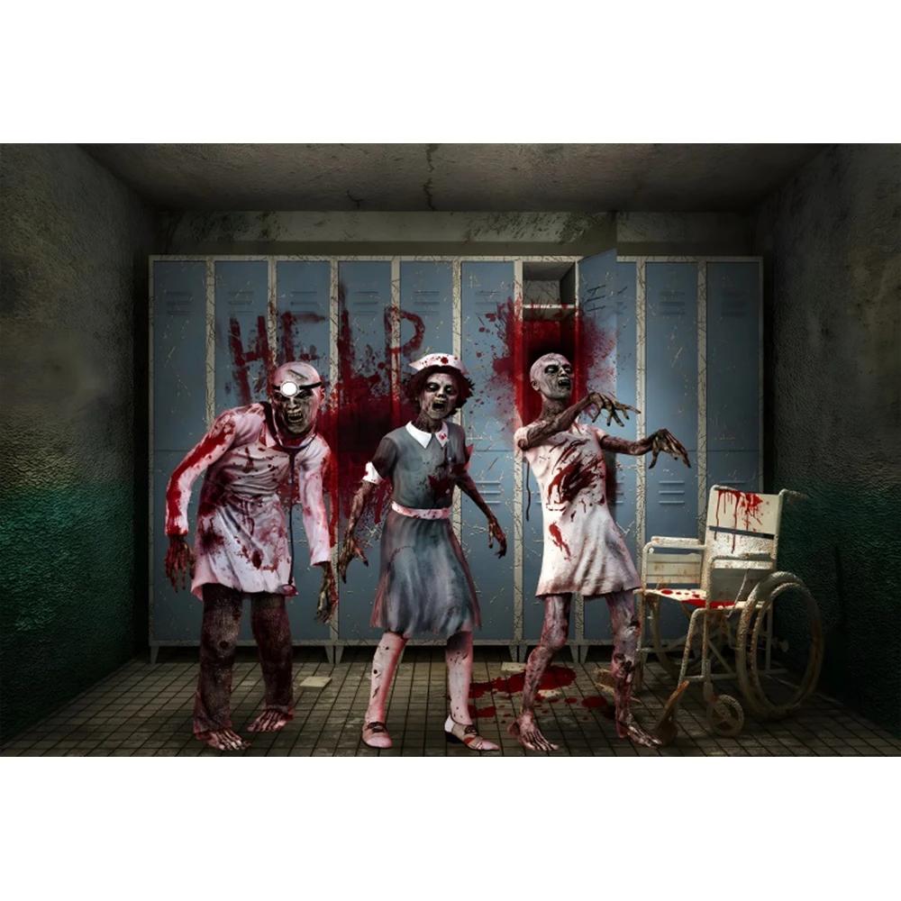 Horror Halloween Decorations Backgrounds for Photographs Abandoned Hospital Ruin Ghost Zombies Scene Backdrop Spooky Party Decor