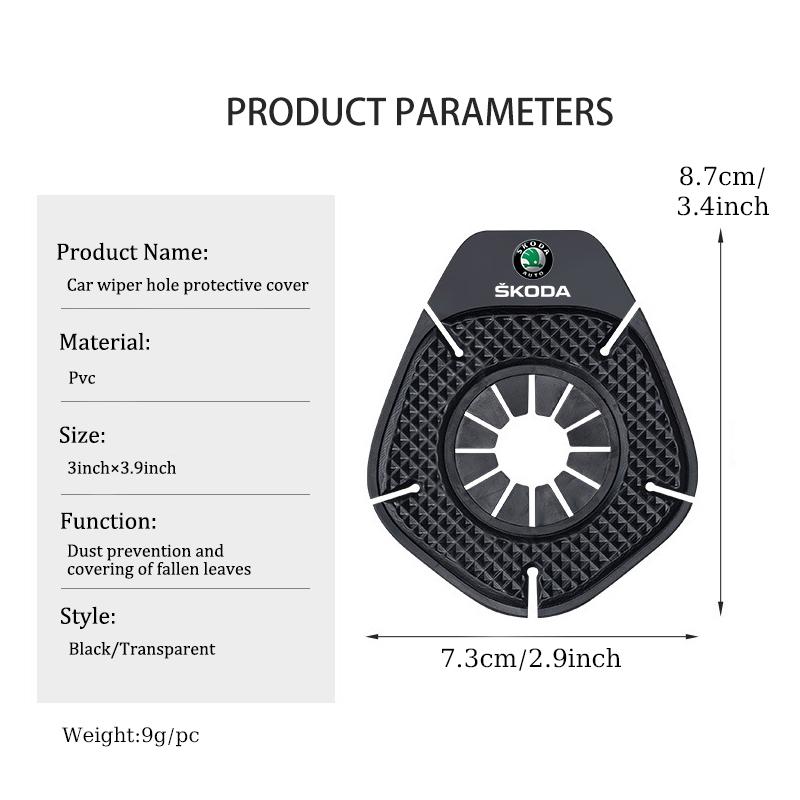 ADZ1 For Skoda Car Wiper Hole Protective Cover Windshield Wiper Bottom Silicone Pads Accessories Kamiq Karoq Octavia 2 3 Rapid Scala