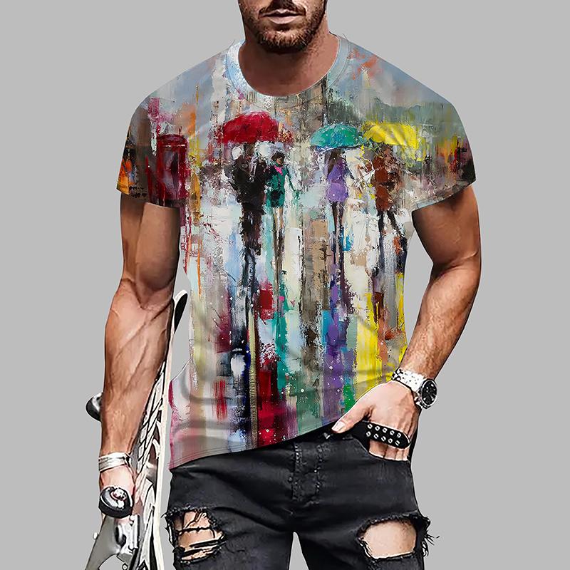 Новая летняя мужская модная футболка с индивидуальным цветным принтом, мужская футболка, топ