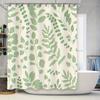Green Leaves Pattern Shower Curtain Bathroom Decor Waterproof Washable Fabric Home Textiles 180X200Cm