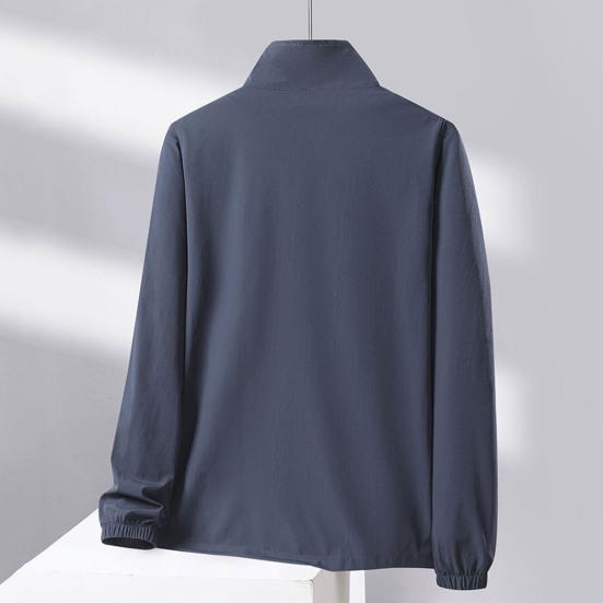 Мужская и женская солнцезащитная куртка с воротником-стойкой и длинным рукавом, однотонная застежка-молния, солнцезащитная одежда из ледяного шелка