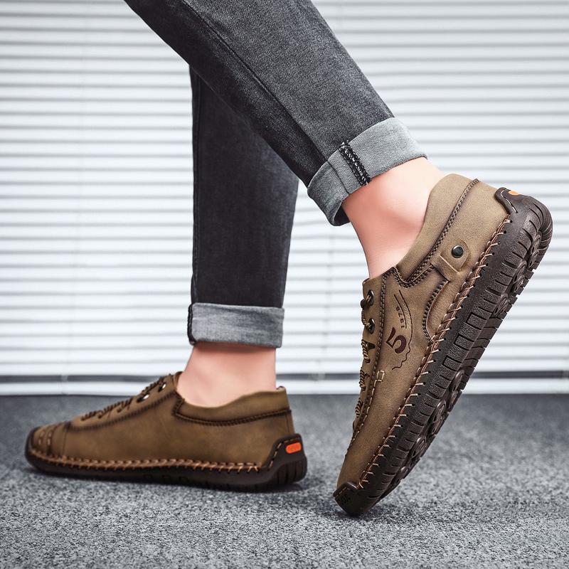 Мужская мужская обувь большого размера 38-48, модная повседневная кожаная обувь, мужская кожаная обувь ручной работы