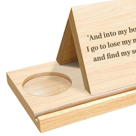 Triangular Bookshelf Stable Structure Wooden Book Stand with Cup Holder And Tablet Slot for Home Bedroom