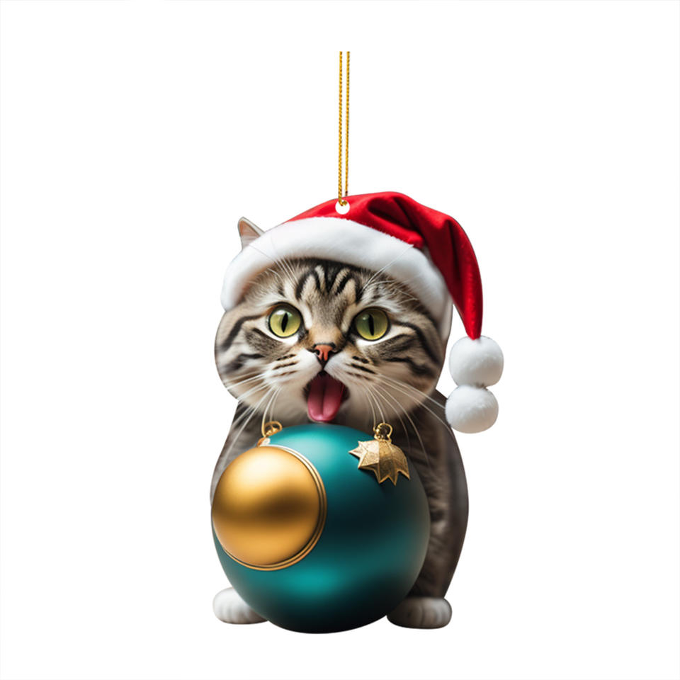 20PCS Cat Charms Christmas Cat Charms Christmas Tree Hanging Charms Car Car Charms Ornaments Christmas Decoration Party Supplies