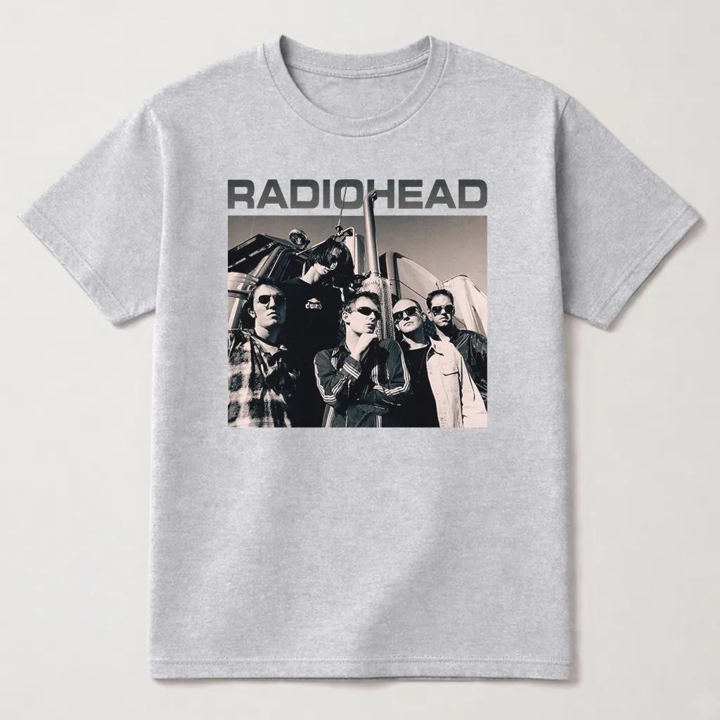 Radiohead группа графика Винтажная Унисекс футболка Унисекс Круглый вырез 100% Хлопок Короткий рукав Y2k Оверсайз Мода Популярная футболка Для фанатов