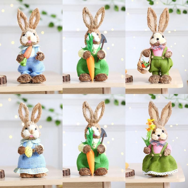 Artificial Straw Easters Rabbit Holiday Wedding Indoor Outdoor Festival Supplies Decorations Rabbit Doll Animal Model