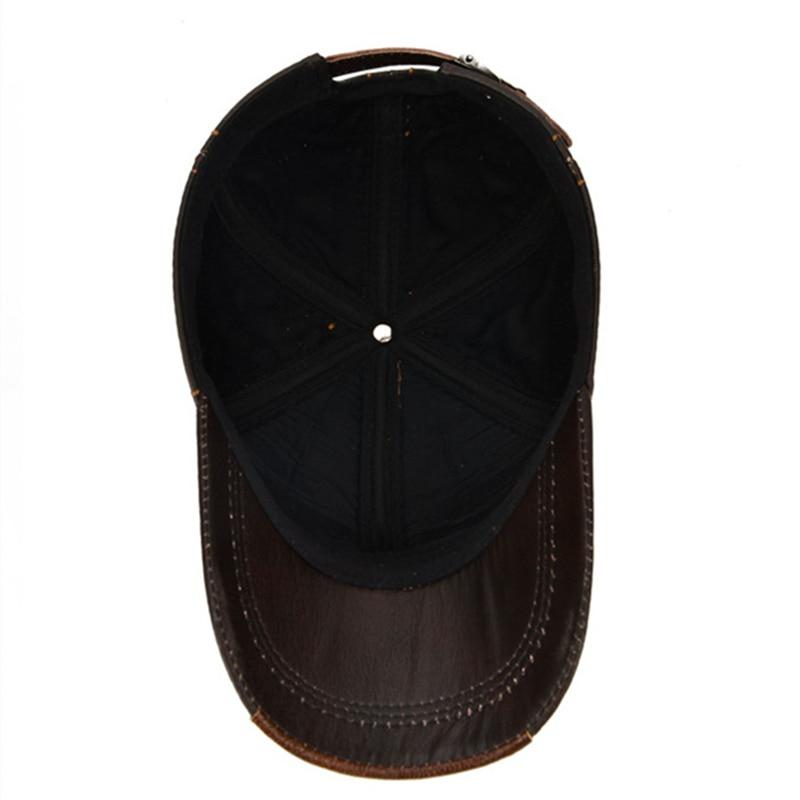 Northwood Genuine Leather Baseball Cap Men Warm Winter Snapback Caps Hip Hop Trucker Hats
