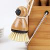 OUNONA Кухонная щетка с бамбуковой мочалкой для мытья китайских воков и чугунных сковородок, мытья посуды, не травмирующая руки, для уборки кухни, кухонные инструменты
