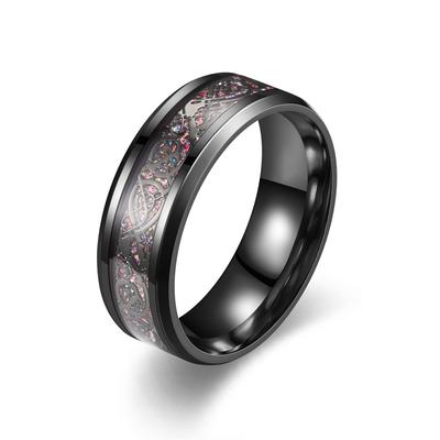 Модные черные титановые кольца из нержавеющей стали с кельтским драконом для мужчин и женщин, инкрустация красочными мужскими кольцами с имитацией опала, свадебные украшения