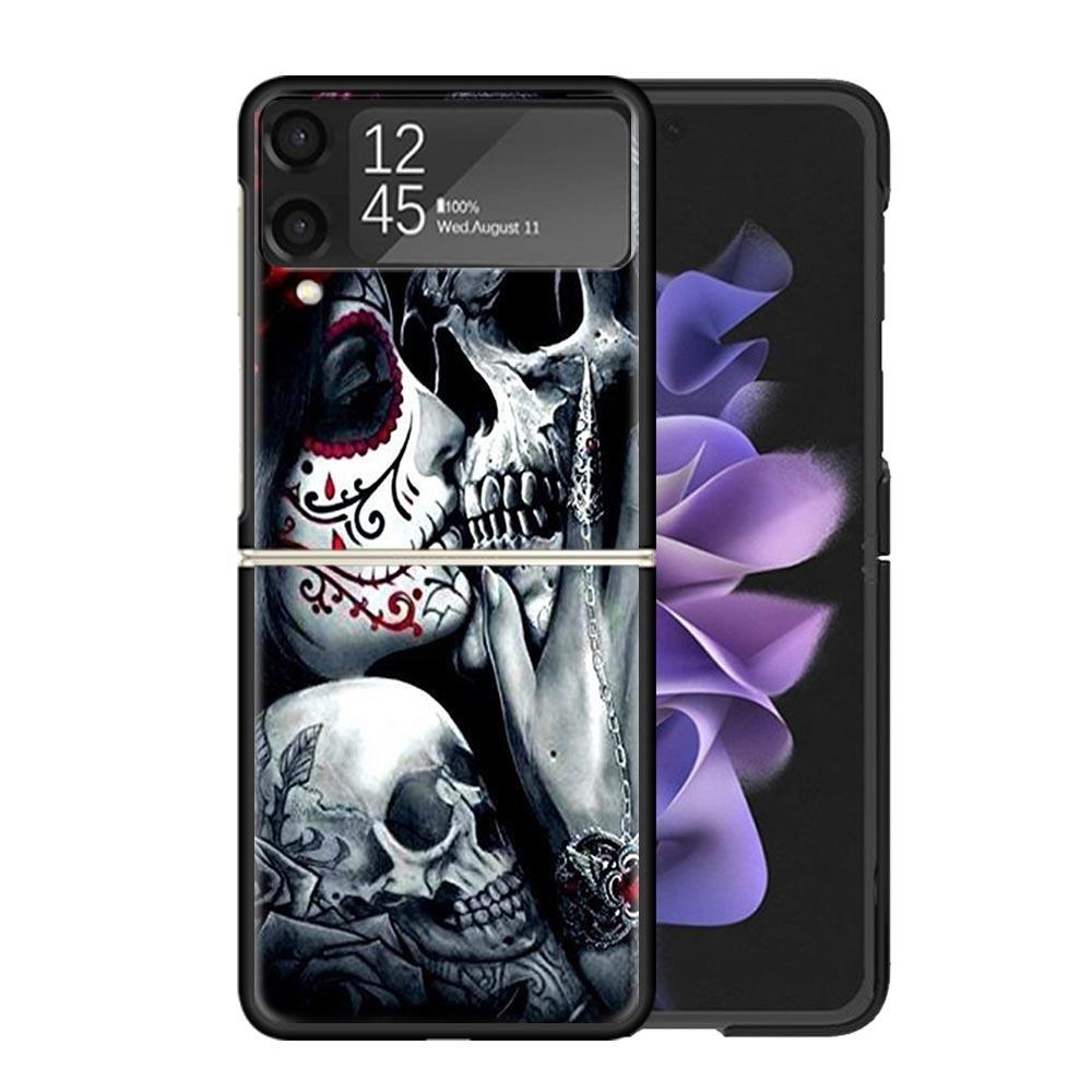 Catrina Beautiful Rose Girl Skull Cases For Samsung Galaxy Z Flip 4 5 6 7 3 Z Flip7 Flip6 Flip4 Flip5 Flip3 5G Hard Shockproof F