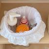 Cute Quilting Cotton Cloth Storage Basket Pink Dots Lace Desktop Storage Basket Foldable Oval Storage Box Home Decor