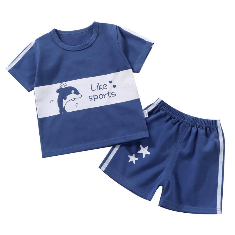 Children Short Sleeve + Shorts 2 Pieces Sets Summer Kids Clothes Boy Girl Baby Thin Cotton Tee Tracksuits Outfits