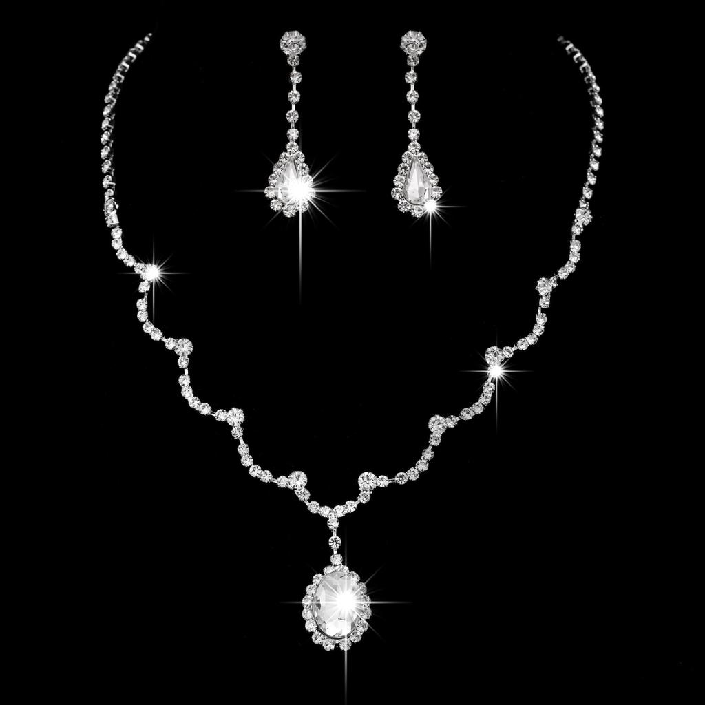 Элегантный комплект свадебных украшений: Серьги, Ожерелье и Браслет с Различными Вариантами