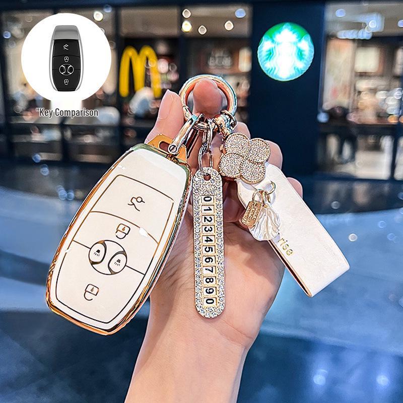 BAIC EX3 Electric Vehicle Key Fob Protective Case with Buckle Bag - Full Coverage for R600 Model