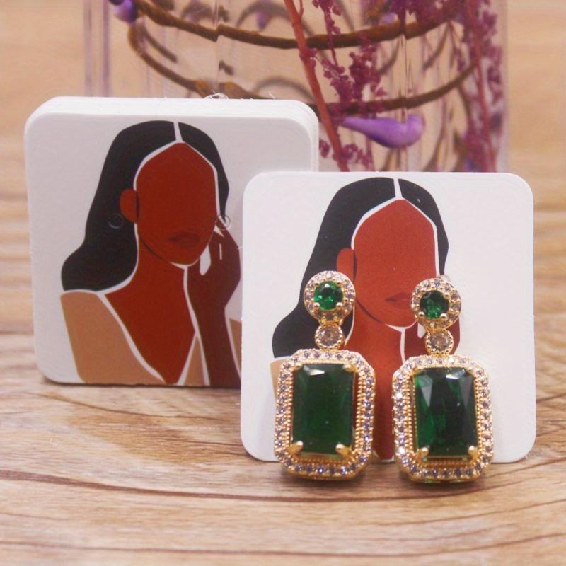 100pcs 4 X4cm New Luxury Brand Jewelry Pearl Powder Paper Display Earring Cards, Earrings, Earring Packaging Label Cards