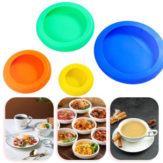 4 шт., силиконовые крышки для пищевых продуктов, хорошая герметизация, пылезащитные, утолщенные, без BPA, безопасные для мытья в посудомоечной машине чехлы для пищевых продуктов